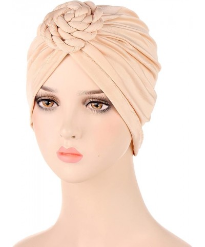 Women Slouchy Turban Hats Hats Cancer Headwear Cancer Sleep Cap Cotton Headwear Hat Beige $7.89 Skullies & Beanies