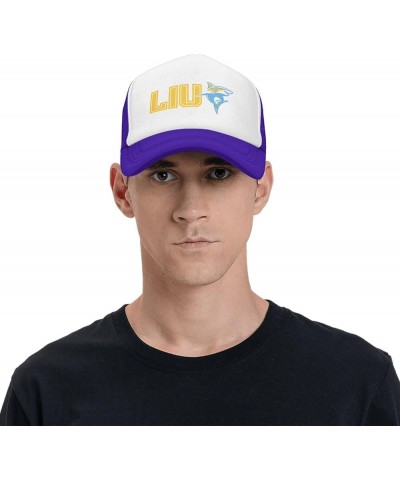 Long Island University Logo Trucker Hats for Both Men and Women - Mesh Baseball Snapback Hats Purple $12.09 Baseball Caps