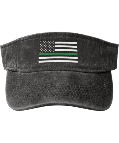 United States Thin Green Line Flag Sun Visor Hats for Women Men Sun Hat Vintage Golf Hat Adjustable Baseball Cap Black $13.87...