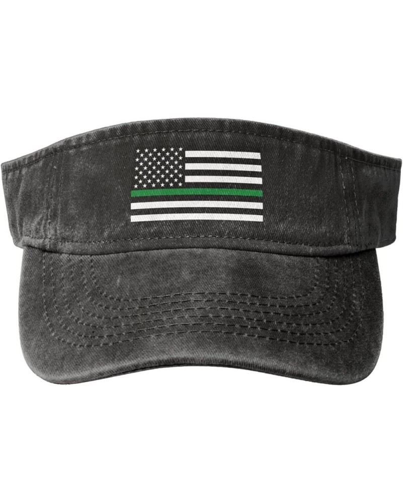 United States Thin Green Line Flag Sun Visor Hats for Women Men Sun Hat Vintage Golf Hat Adjustable Baseball Cap Black $13.87...