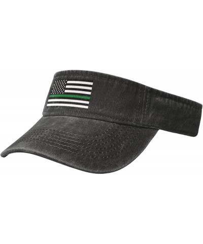 United States Thin Green Line Flag Sun Visor Hats for Women Men Sun Hat Vintage Golf Hat Adjustable Baseball Cap Black $13.87...