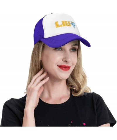 Long Island University Logo Trucker Hats for Both Men and Women - Mesh Baseball Snapback Hats Purple $12.09 Baseball Caps