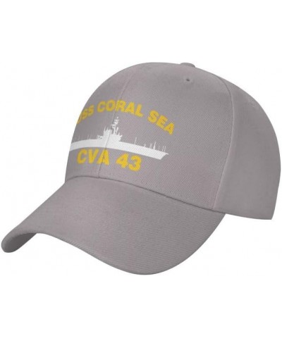 USS Coral SEA CVA 43 Flag-Baseball Caps-Denim Hats Cowboy Knit hat Fisherman's hat Gray $13.20 Baseball Caps