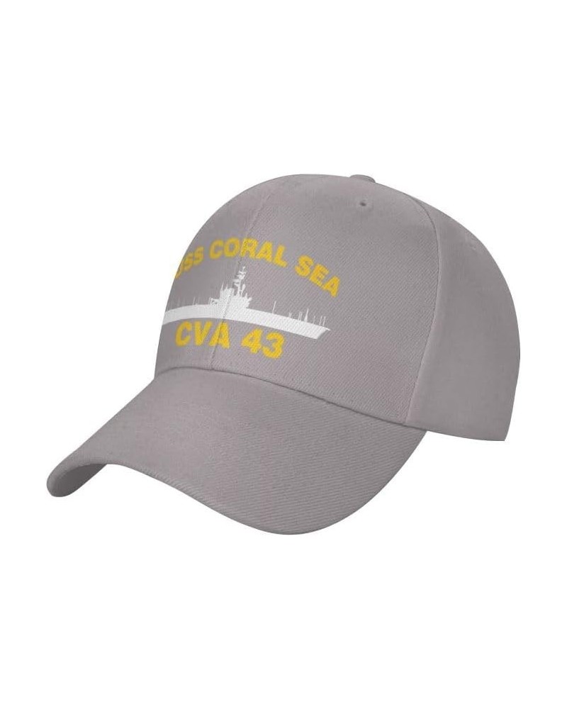 USS Coral SEA CVA 43 Flag-Baseball Caps-Denim Hats Cowboy Knit hat Fisherman's hat Gray $13.20 Baseball Caps