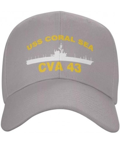 USS Coral SEA CVA 43 Flag-Baseball Caps-Denim Hats Cowboy Knit hat Fisherman's hat Gray $13.20 Baseball Caps