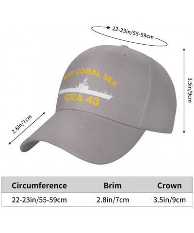 USS Coral SEA CVA 43 Flag-Baseball Caps-Denim Hats Cowboy Knit hat Fisherman's hat Gray $13.20 Baseball Caps