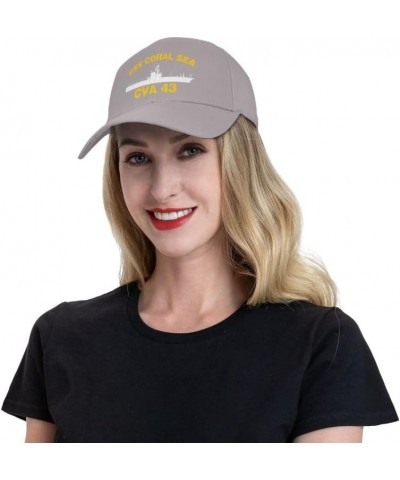 USS Coral SEA CVA 43 Flag-Baseball Caps-Denim Hats Cowboy Knit hat Fisherman's hat Gray $13.20 Baseball Caps