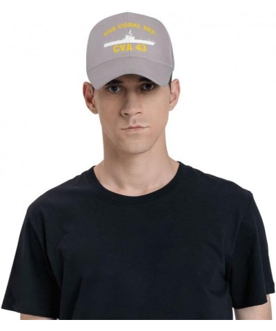 USS Coral SEA CVA 43 Flag-Baseball Caps-Denim Hats Cowboy Knit hat Fisherman's hat Gray $13.20 Baseball Caps