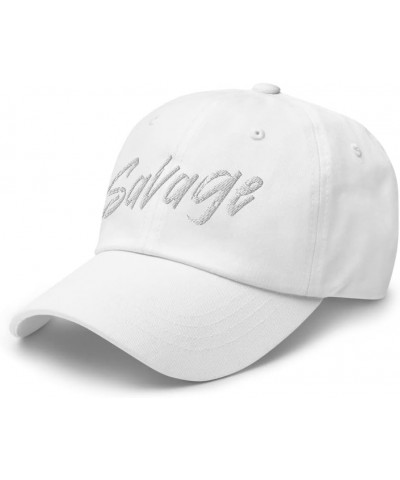 Savage Baseball Cap (Embroidered) Flexfit Curved Peak Dad Hat White $20.06 Baseball Caps