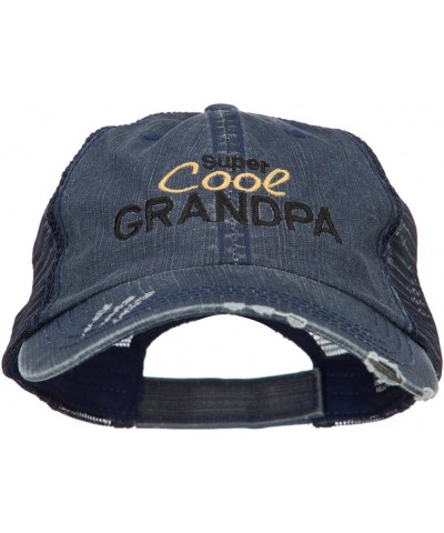 Grandpa Embroidered Low Profile Cotton Mesh Cap Navy $17.05 Baseball Caps