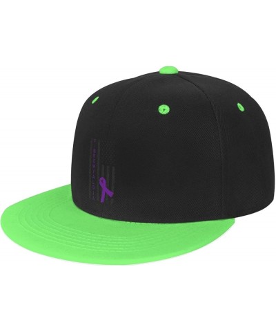 Fibromyalgia USA Flag Baseball Cap for Men Women Snapback Hat Adjustable Flat Bill Hats Green $10.63 Baseball Caps