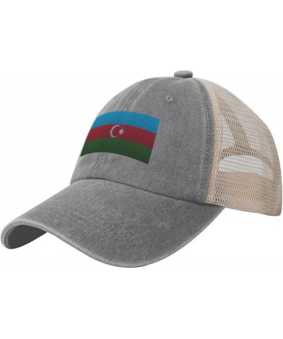 Flag of Azerbaijan Knitting Effect Baseball Cap Women Men Mesh Back Hats Vintage Cowboy Hat Dad Caps Gray $13.95 Cowboy Hats