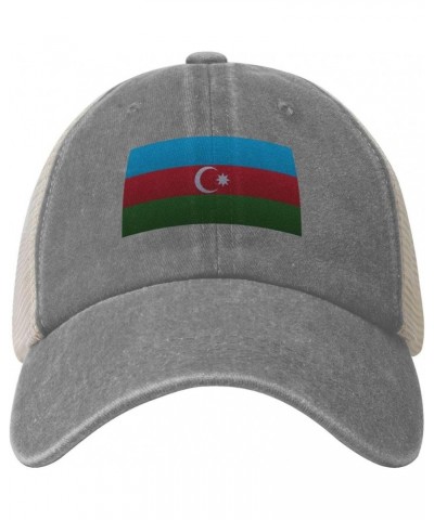 Flag of Azerbaijan Knitting Effect Baseball Cap Women Men Mesh Back Hats Vintage Cowboy Hat Dad Caps Gray $13.95 Cowboy Hats