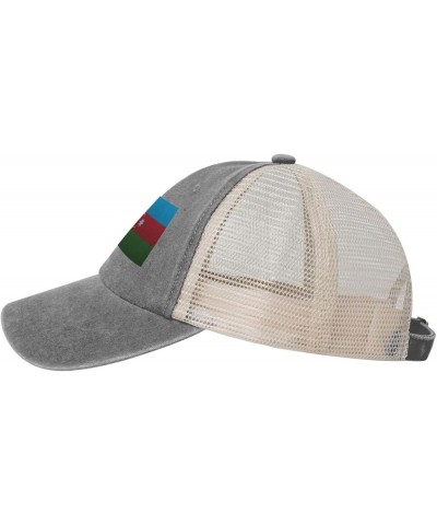 Flag of Azerbaijan Knitting Effect Baseball Cap Women Men Mesh Back Hats Vintage Cowboy Hat Dad Caps Gray $13.95 Cowboy Hats