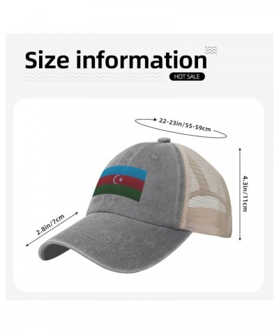 Flag of Azerbaijan Knitting Effect Baseball Cap Women Men Mesh Back Hats Vintage Cowboy Hat Dad Caps Gray $13.95 Cowboy Hats