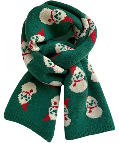 Women's Christmas Warm Scarf Ladies Fall Winter Cartoon Pattern Knit Scarf Blue $10.99 Scarves