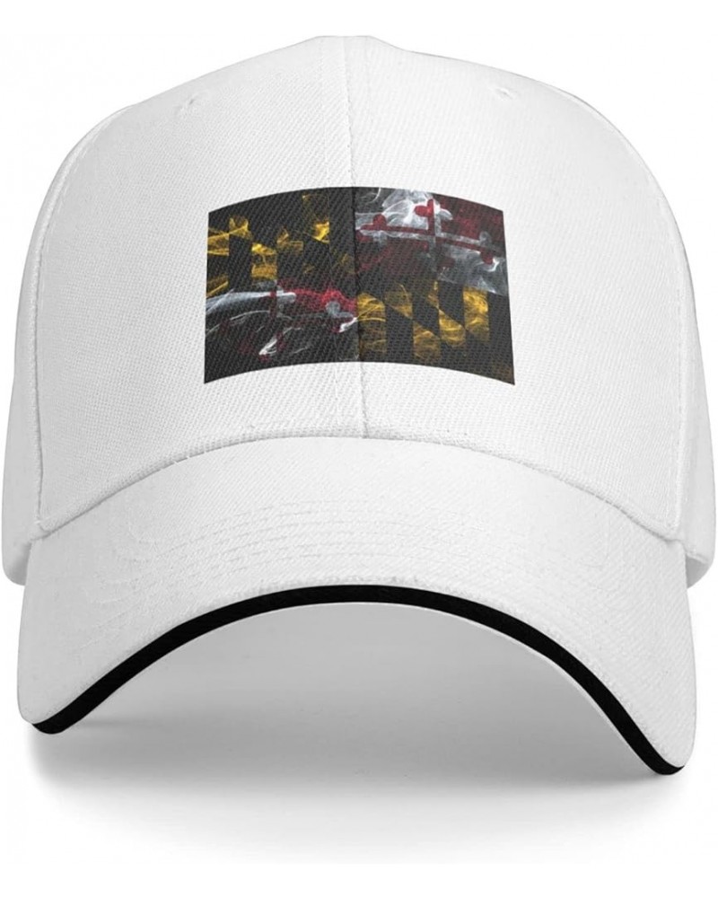 Smoke Flag of Maryland Baseball Cap Sandwich Brim Hats for Men Women Adjustable Caps White $11.93 Baseball Caps