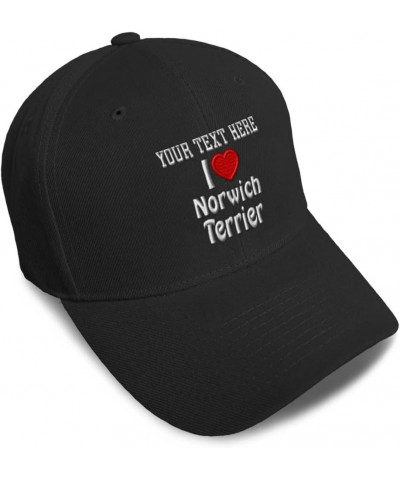 Custom Baseball Cap I (Love) Norwich Terrier Red Heart Pet Lovers Dog Acrylic Black Personalized Text Here $14.03 Baseball Caps