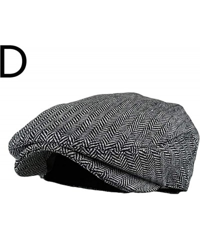 Retro Hats for Men Women Plaid Stripe Newsboy Cap Classic Cotton Flat Ivy Gatsbay Hat Irish Outdoor Cabbie Beret Hat D $9.89 ...