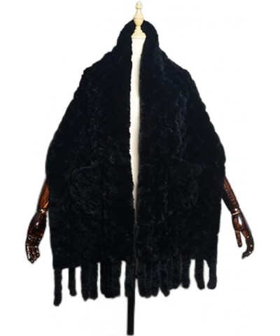 Women Fur Poncho Shawl Coat Knitted 100% l Fur Sweater Cape Scarf $9.03 Scarves