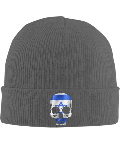 Israeli National Flag Skull Knit Hats Winter Warm Chunky Beanie Hat for Men Women Deep Heather $12.79 Skullies & Beanies