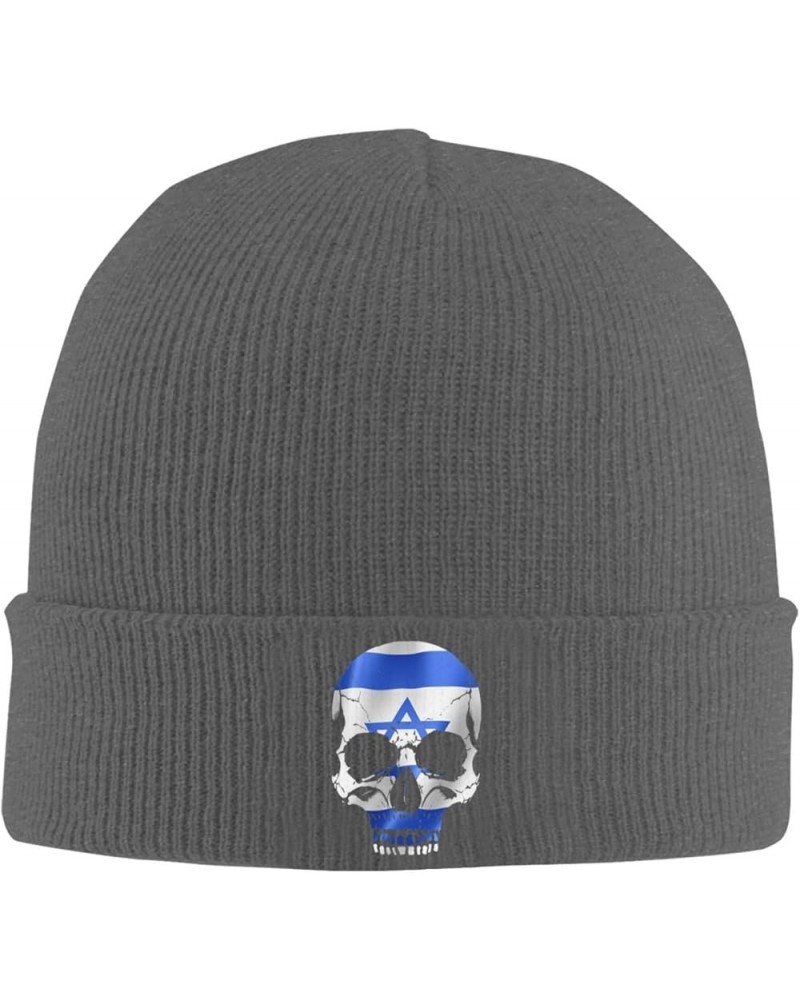 Israeli National Flag Skull Knit Hats Winter Warm Chunky Beanie Hat for Men Women Deep Heather $12.79 Skullies & Beanies