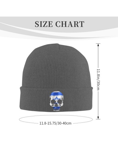 Israeli National Flag Skull Knit Hats Winter Warm Chunky Beanie Hat for Men Women Deep Heather $12.79 Skullies & Beanies