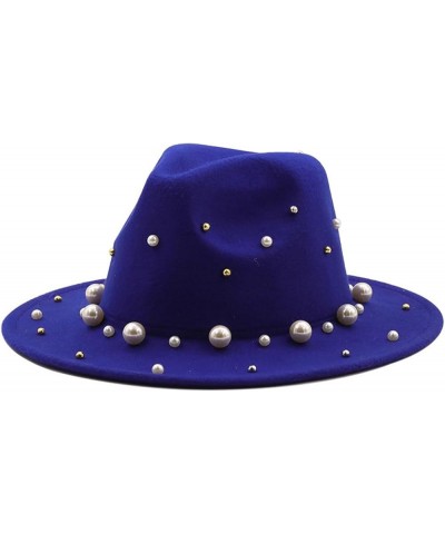 Spring Autumn Women Wide Brim Wool Felt Top Hat Pearl Accessories Jazz Party Wedding Fedora Hats Wine Red $13.20 Fedoras