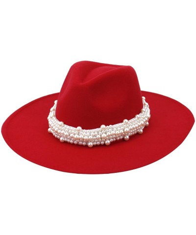 Fedora Hat Big Brim Hats Women's Peach Heart Top Ladies Elegant Woolen Caps Winter Fashion Panama Cap Red 1 $10.77 Fedoras