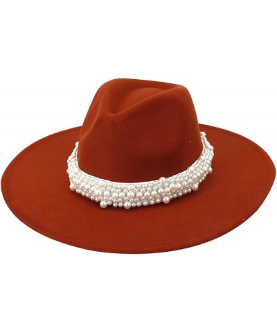 Fedora Hat Big Brim Hats Women's Peach Heart Top Ladies Elegant Woolen Caps Winter Fashion Panama Cap Red 1 $10.77 Fedoras