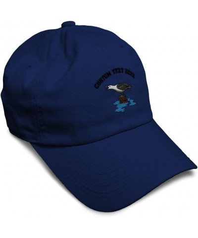 Soft Baseball Cap Seagull B Embroidery Birds Seagull Embroidery Twill Cotton Dad Hats for Men & Women Navy Personalized Text ...