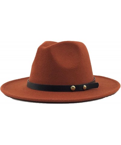 Women Men Wool Fedora Hats Casual Leather Belt Large Wide Brim Felt Hat Classic Formal Party Cap 56-58CM 7 $18.35 Fedoras