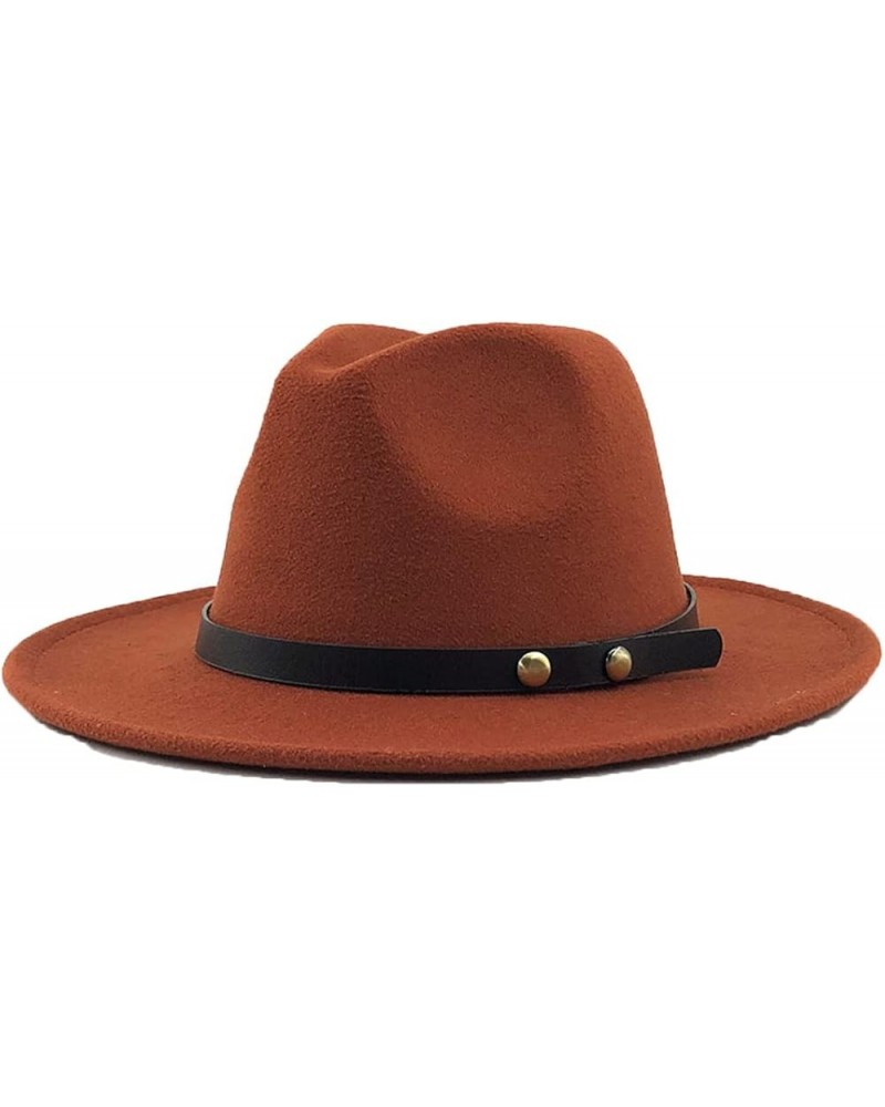 Women Men Wool Fedora Hats Casual Leather Belt Large Wide Brim Felt Hat Classic Formal Party Cap 56-58CM 7 $18.35 Fedoras