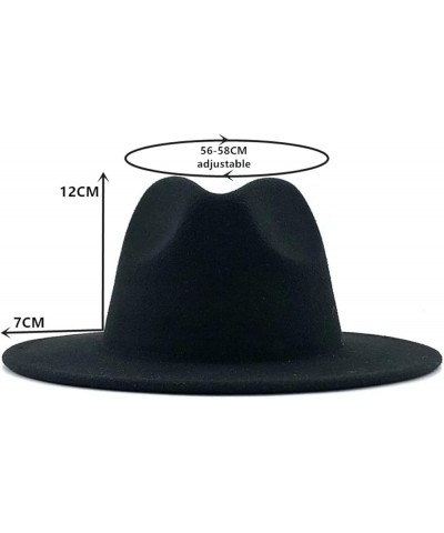 Women Men Wool Fedora Hats Casual Leather Belt Large Wide Brim Felt Hat Classic Formal Party Cap 56-58CM 7 $18.35 Fedoras