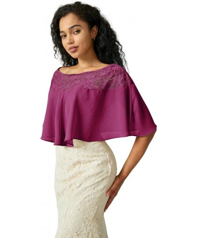 Women's Soft Chiffon Floral Lace Scarf Shawl Wraps for Wedding Evening Dress Wedding Cape Bolero Cover Up Purple $11.20 Scarves