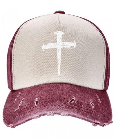 Christian Jesus Cross 100% Cotton Women's Baseball Cap Retro Washed Denim Trucker Cap Adjustable,Dark Red Dark Red $11.81 Bas...