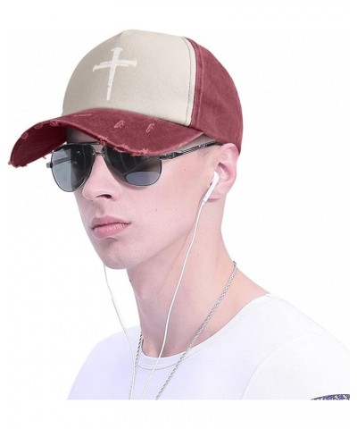 Christian Jesus Cross 100% Cotton Women's Baseball Cap Retro Washed Denim Trucker Cap Adjustable,Dark Red Dark Red $11.81 Bas...