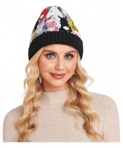 Colorful Horses Beanie Hat Slouchy for Women Men Double Side Wear Skully Cap Knitting Kit Thick Soft Warm for Cold Weather | ...