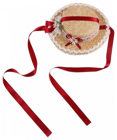 Panama Hat Handmade Sunhat Lace Decorated Pastoral Style Tea Party for Women Miss Panama Hat Sunhat with Ribbon Red $12.73 Su...