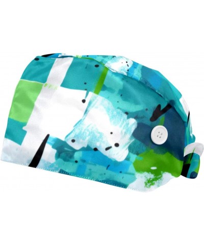 2 PCS Tie Back Scrub Hats, Bouffant Caps with Button and Sweatband, Doodle Art Patterns $11.76 Skullies & Beanies