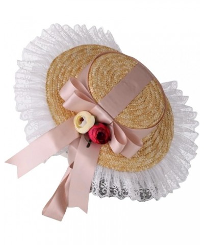 Panama Hat Handmade Sunhat Lace Decorated Pastoral Style Tea Party for Women Miss Panama Hat Sunhat with Ribbon Red $12.73 Su...