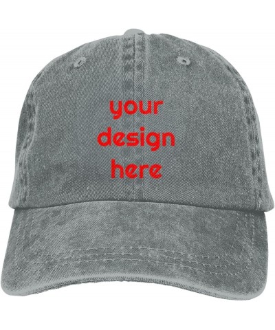 Custom Hats for Men with Your Image Name Logo Text Design Your Own Personalized Hat Gray $7.36 Baseball Caps