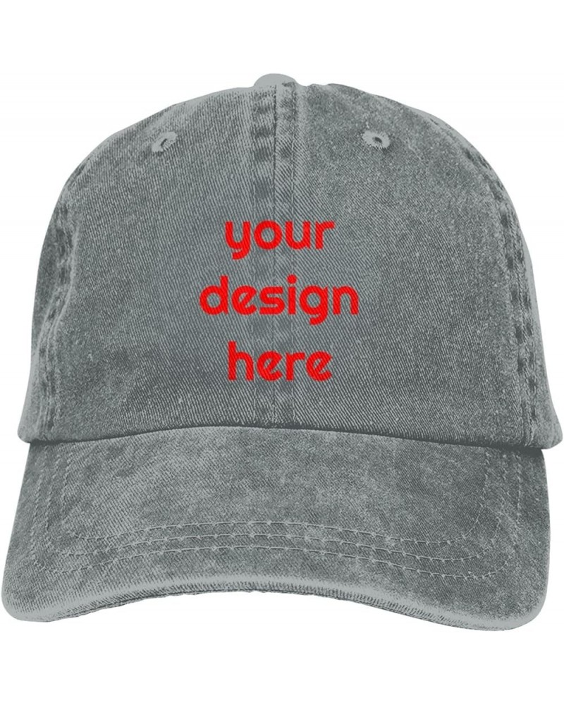 Custom Hats for Men with Your Image Name Logo Text Design Your Own Personalized Hat Gray $7.36 Baseball Caps