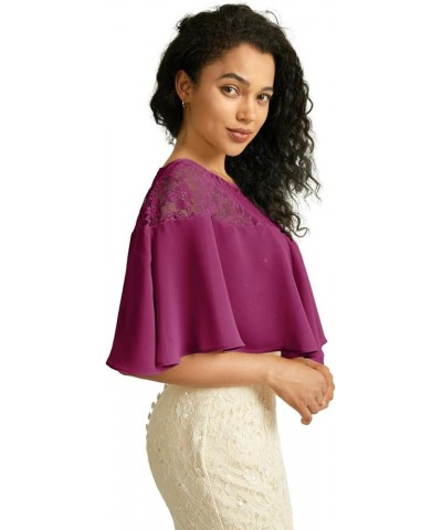 Women's Soft Chiffon Floral Lace Scarf Shawl Wraps for Wedding Evening Dress Wedding Cape Bolero Cover Up Purple $11.20 Scarves