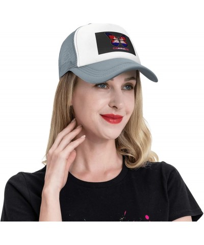 Butterfly Cambodia Flag Mesh Baseball Cap Gray $9.02 Baseball Caps