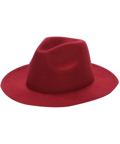 Men Women Hat Female Wide Brim Autumn Formal Wedding Dress Female Caps Fedora Felted Classic Jazz Hats Wine Red $16.06 Fedoras