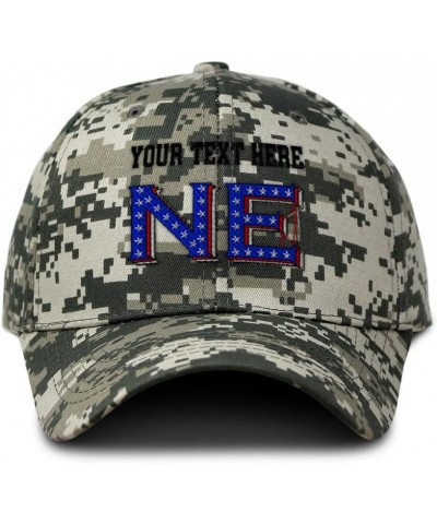 Custom Camo Baseball Cap Nebraska Blue Flag Stars Love Cotton Pixel Camo Personalized Text Here $19.19 Baseball Caps