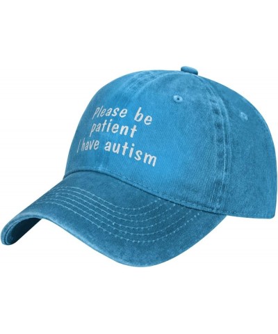 Please Be Patient I Have Autism Baseball Cap Adjustable Classic Vintage Baseball Cap for Men Women Black Blue $16.79 Cowboy Hats