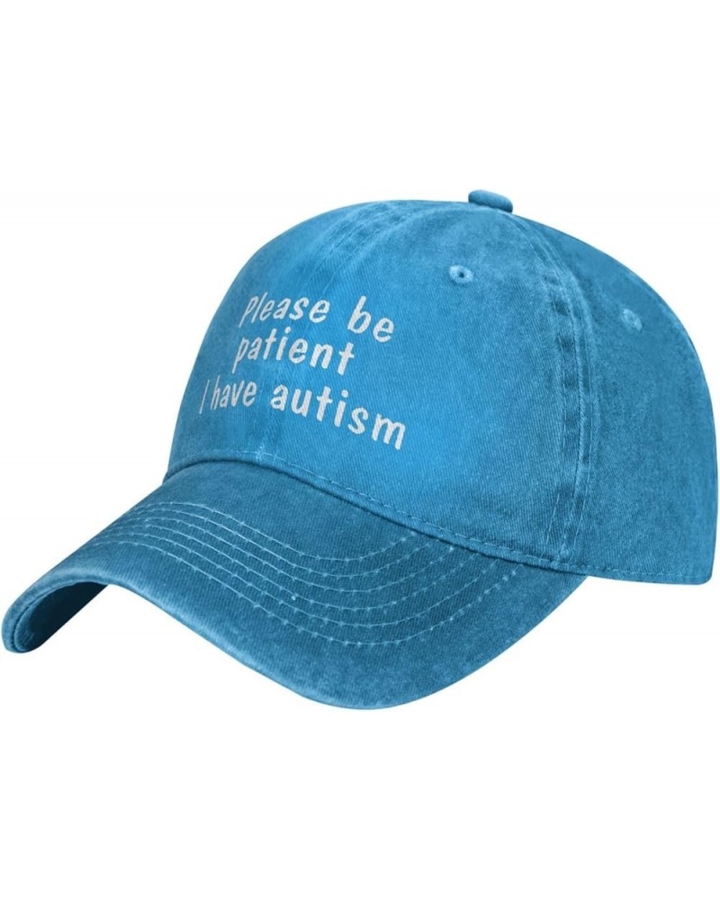 Please Be Patient I Have Autism Baseball Cap Adjustable Classic Vintage Baseball Cap for Men Women Black Blue $16.79 Cowboy Hats