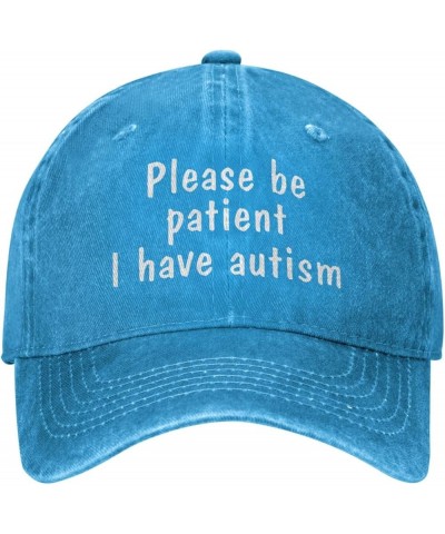 Please Be Patient I Have Autism Baseball Cap Adjustable Classic Vintage Baseball Cap for Men Women Black Blue $16.79 Cowboy Hats